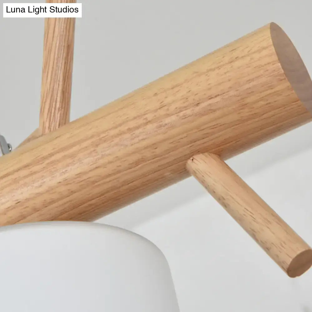 DecorBites™ Modern Wood Cylinder Hanging Island Light in Beige - Stylish Island Lighting Fixture
