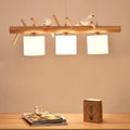 DecorBites™ Modern Wood Cylinder Hanging Island Light in Beige - Stylish Island Lighting Fixture