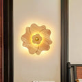 Modern wood flower wall light sconce bedroom brass accent