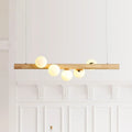 DecorBites™ Modern Wood Island Light with Spherical Shade - Opal Glass Ceiling Lamp (5/7 Lights) for Dining Room