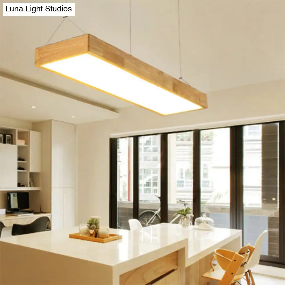 DecorBites™ Modern Style LED Wooden Island Ceiling Light Fixture - Wood Rectangle Design