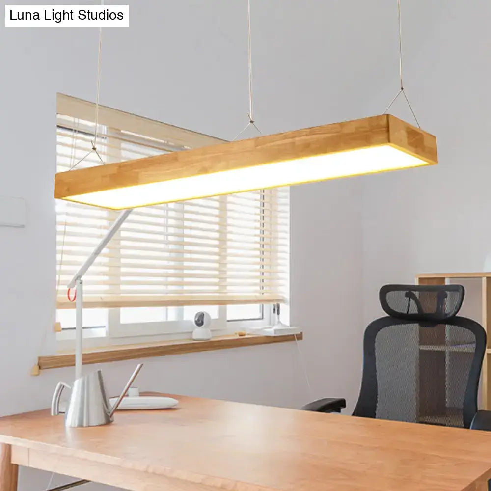 DecorBites™ Modern Style LED Wooden Island Ceiling Light Fixture - Wood Rectangle Design