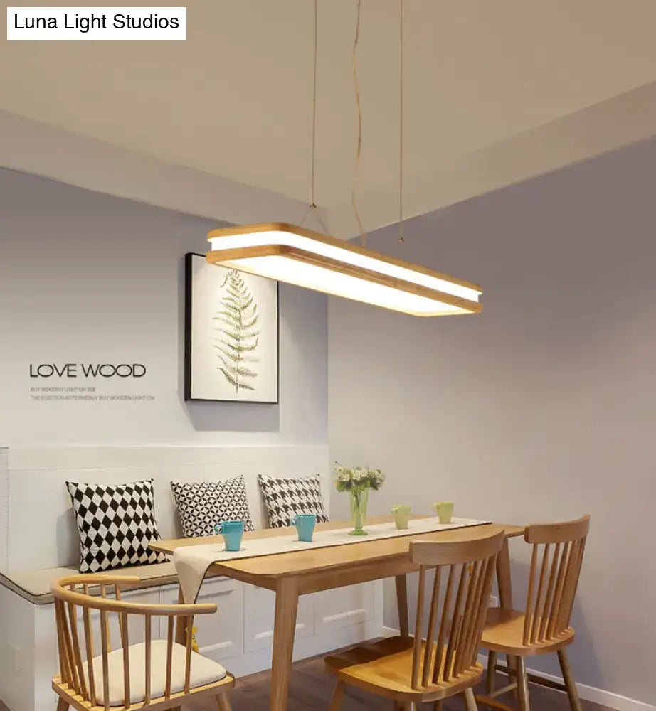 Modern wood rectangular hanging island lamp for dining room