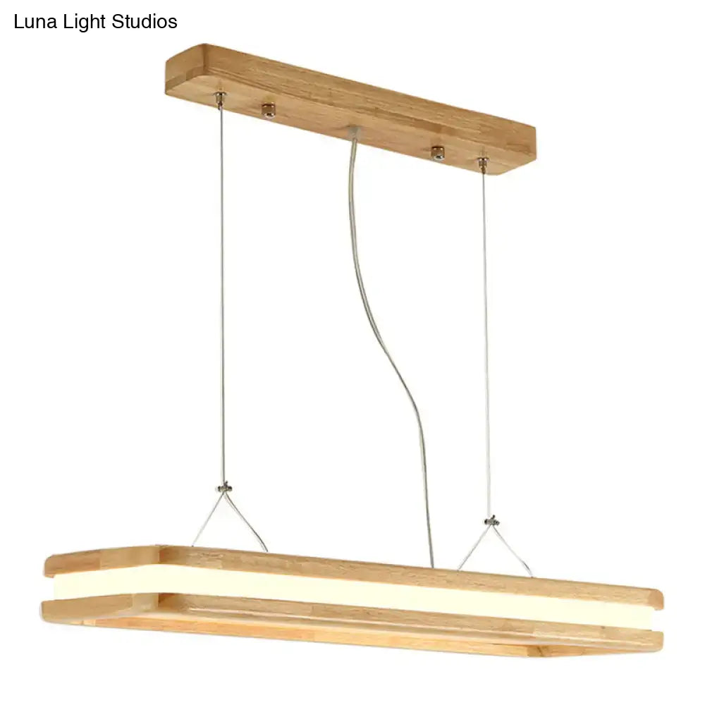 Modern wood rectangular hanging island lamp for dining room