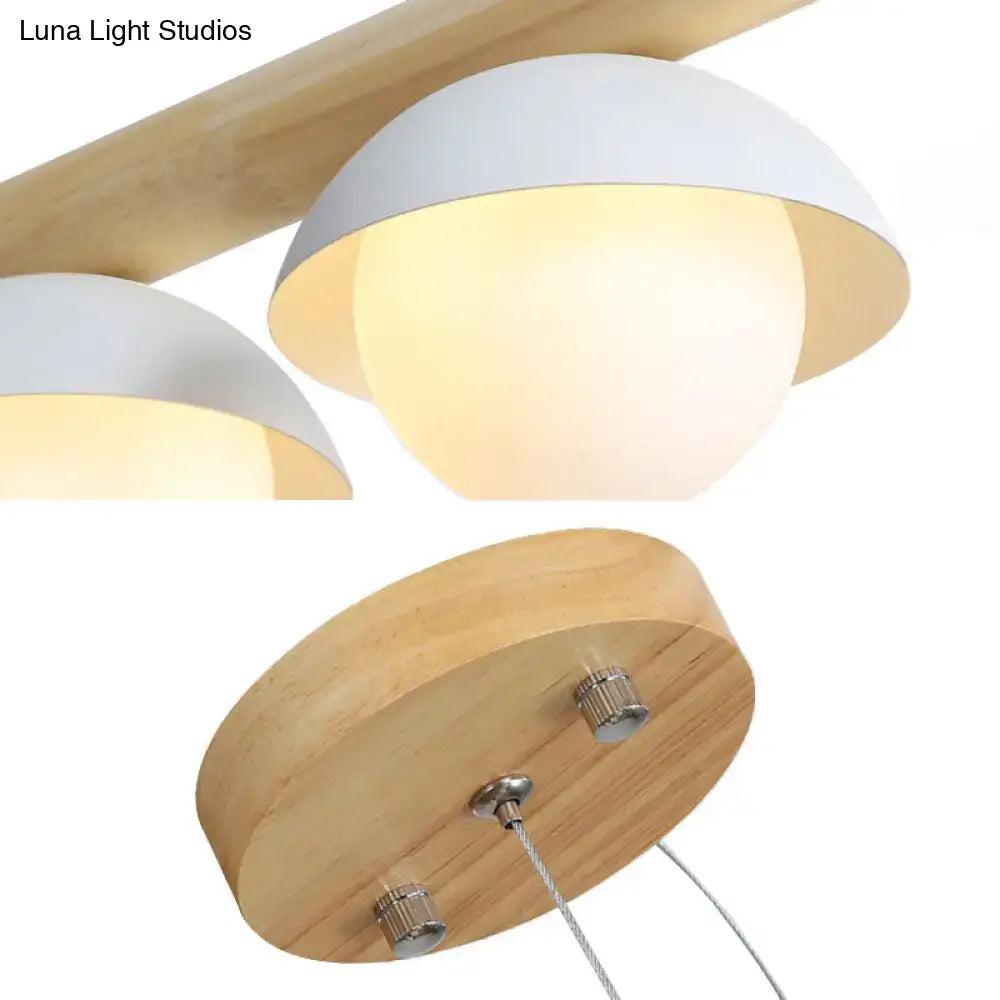 DecorBites™ Modern Wood Stem Linear Chandelier - 5/7 Lights, White Shade - Billiard Lights for Restaurants
