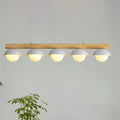 DecorBites™ Modern Wood Stem Linear Chandelier - 5/7 Lights, White Shade - Billiard Lights for Restaurants
