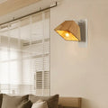 Modern wood trapezoid wall sconce bedroom direct wired light