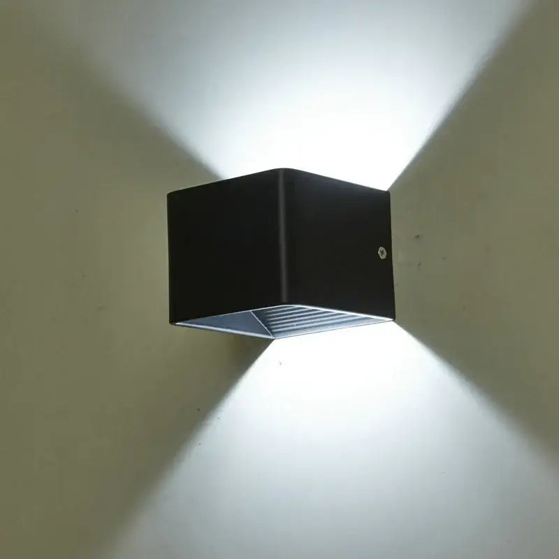 Modern wooden cube led wall light bedroom sconce