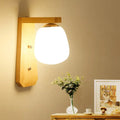 DecorBites™ Modern Nordic Wooden Wall Lamp with Milky Glass Bud Shape & Right Angled Arm - 1 Bulb Wall Light