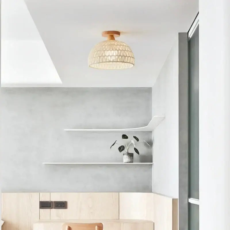 DecorBites™ LED Wicker Wood Ceiling Lights Modern Style Hallway Nordic Luminaria