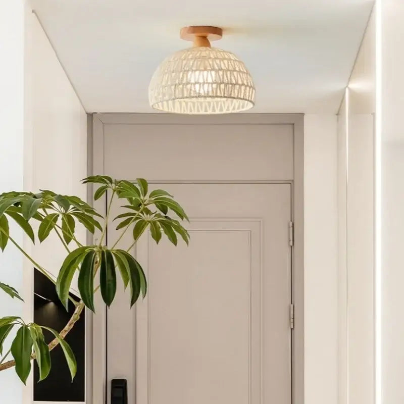 DecorBites™ LED Wicker Wood Ceiling Lights Modern Style Hallway Nordic Luminaria
