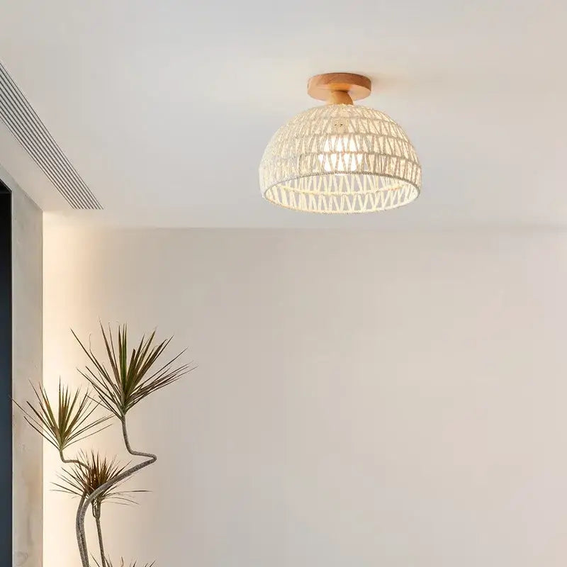 DecorBites™ LED Wicker Wood Ceiling Lights Modern Style Hallway Nordic Luminaria