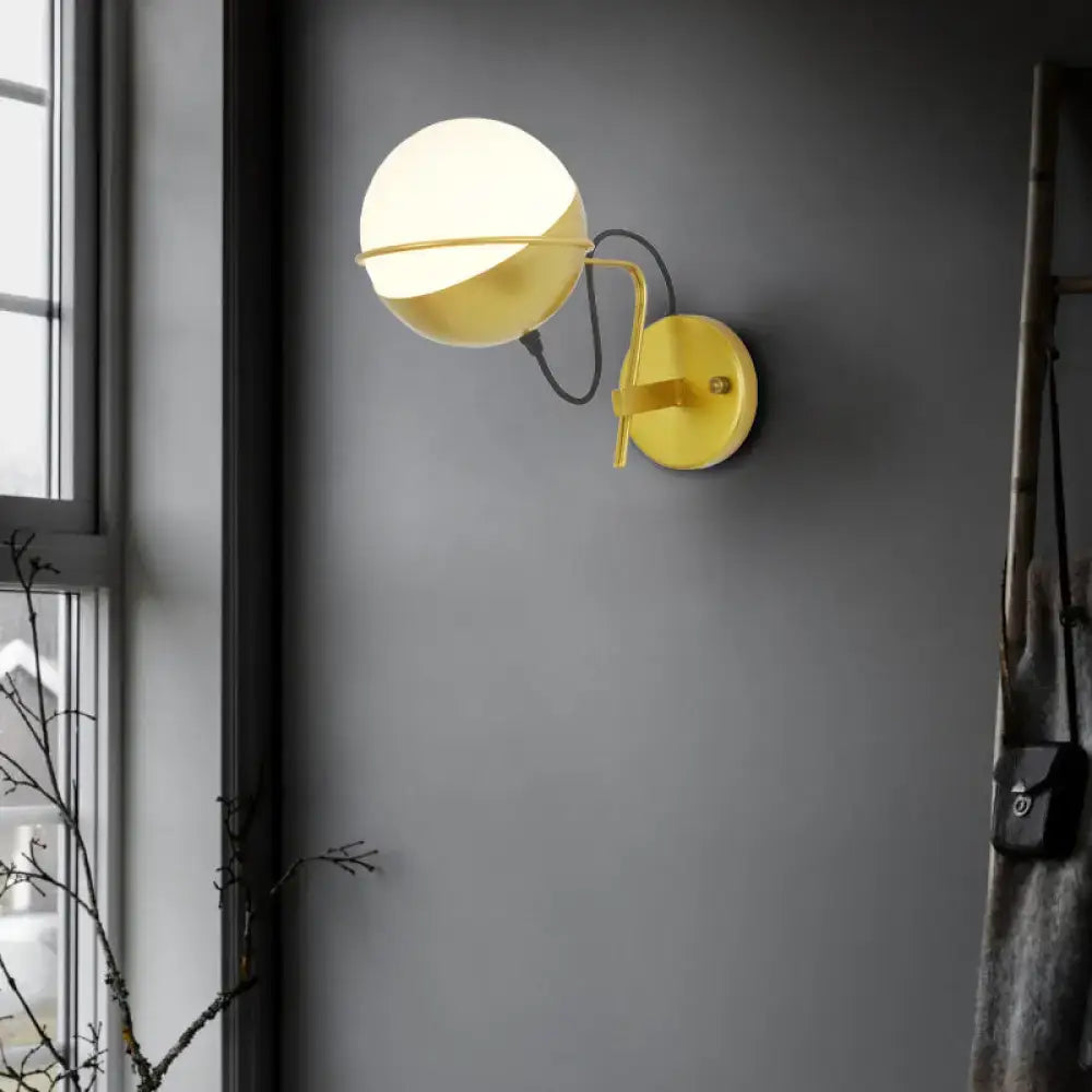 Modern yellow globe wall sconce bedroom matte glass light