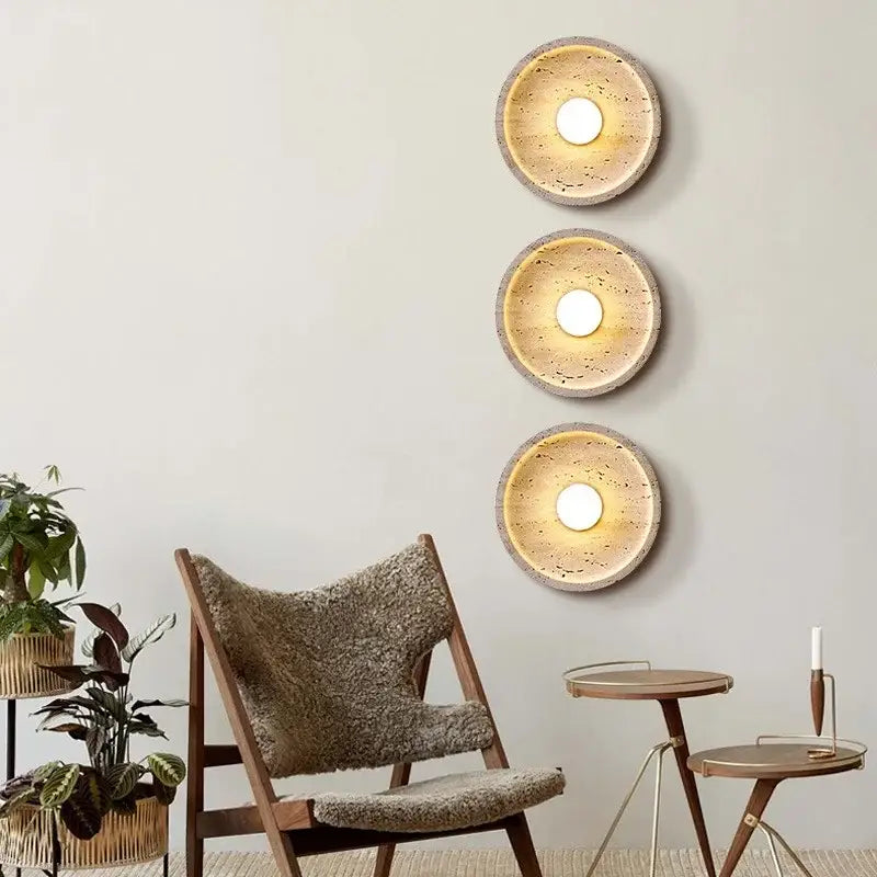Modern yellow stone led wall lamp bedroom concrete light