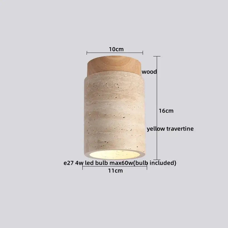 Modern yellow travertine led ceiling light for bedroom decor