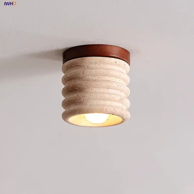 Modern yellow travertine led ceiling light for bedroom decor