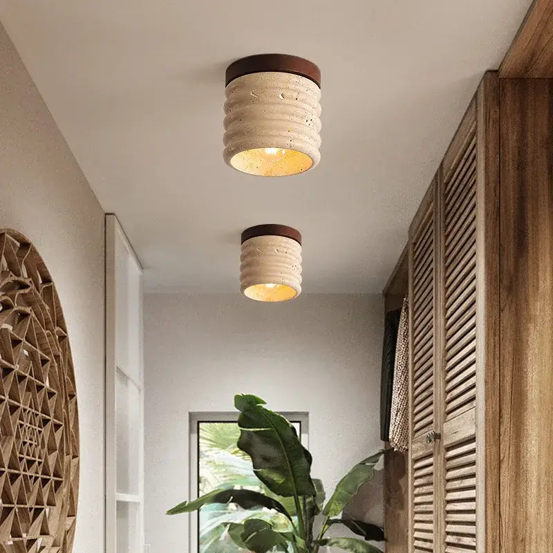 Modern yellow travertine led ceiling light for bedroom decor
