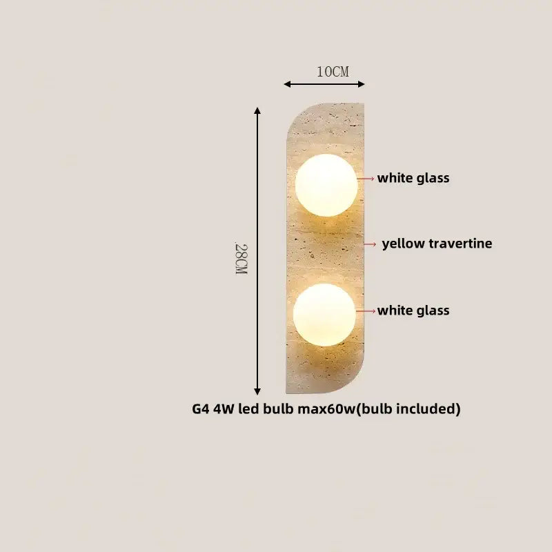Modern yellow travertine led wall lamp bedroom stone light fixture