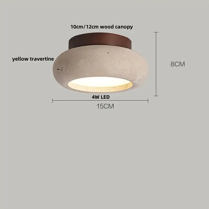 DecorBites™ LED Wood Ceiling Light: Natural Yellow Travertine, Modern Nordic Design