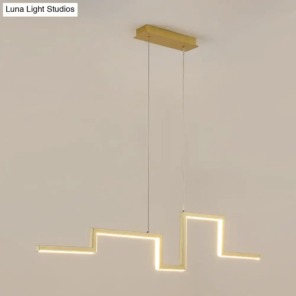 DecorBites™ Simple Style Linear Metal Hanging Light Fixture - Black/Gray/Gold, 31.5"/39" Wide LED Chandelier Lamp in Warm/White Light