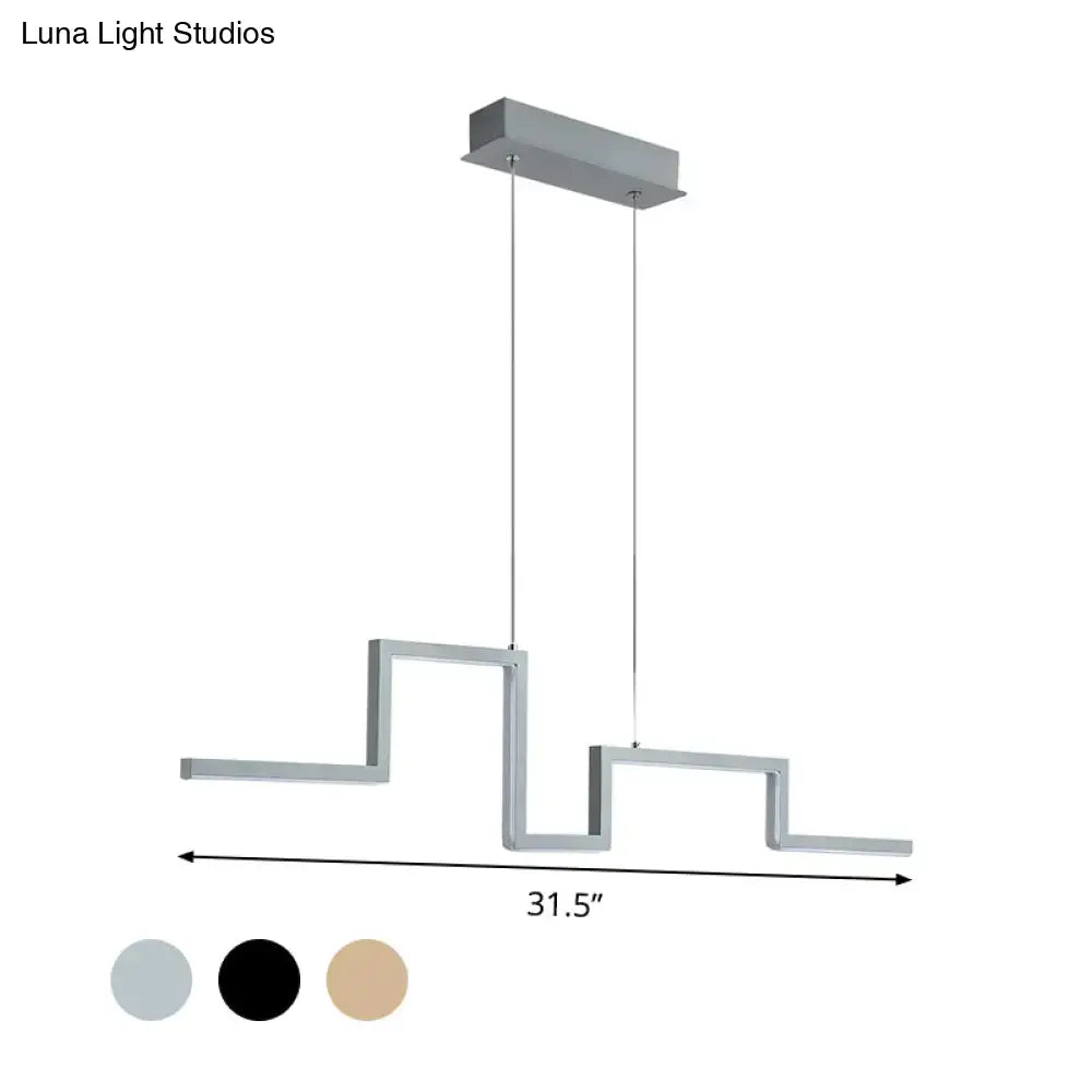 DecorBites™ Simple Style Linear Metal Hanging Light Fixture - Black/Gray/Gold, 31.5"/39" Wide LED Chandelier Lamp in Warm/White Light