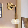 Modernist amber & white glass wall sconce bedroom drop lamp