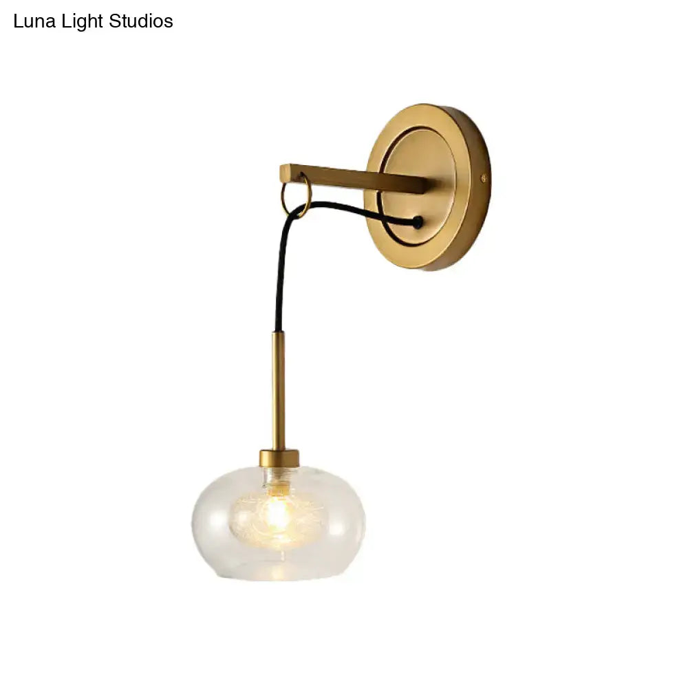 Modernist amber & white glass wall sconce bedroom drop lamp