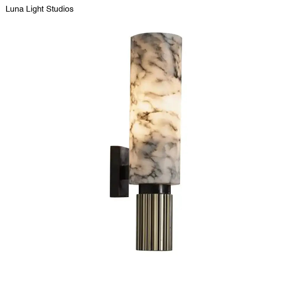DecorBites™ Modernist Black Cylinder Coffee House Wall Sconce Light - Dolomite 1-Light Wall Mount Lamp