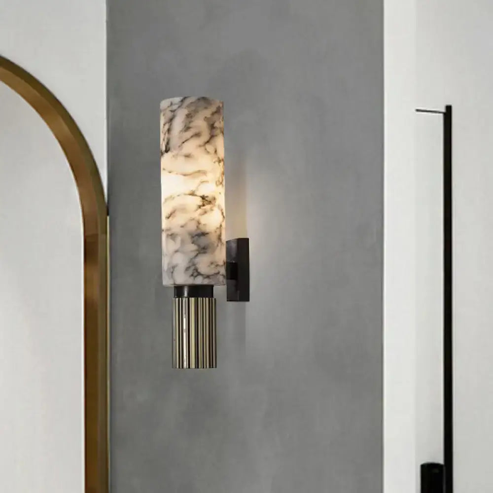 DecorBites™ Modernist Black Cylinder Coffee House Wall Sconce Light - Dolomite 1-Light Wall Mount Lamp