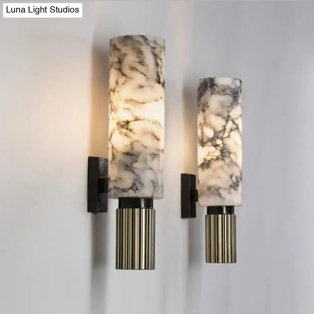 DecorBites™ Modernist Black Cylinder Coffee House Wall Sconce Light - Dolomite 1-Light Wall Mount Lamp