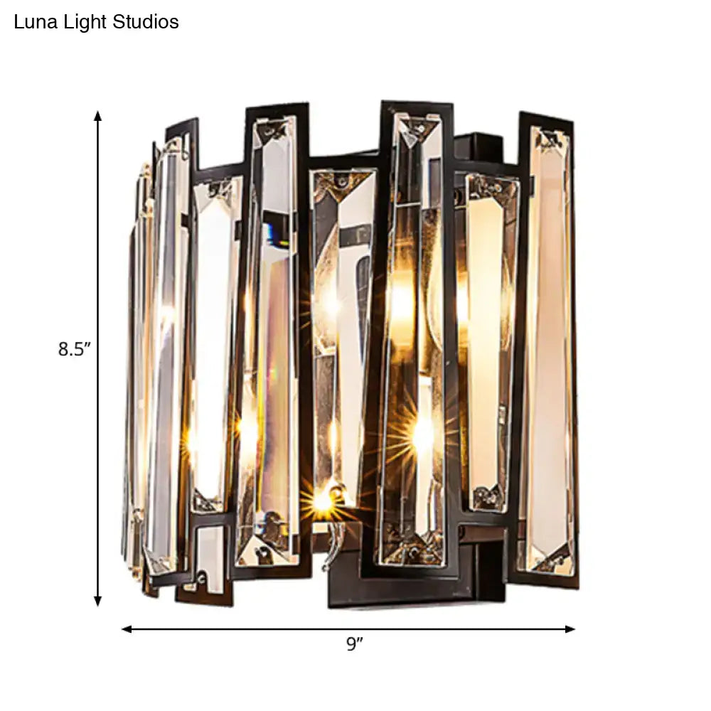Modernist black finish crystal wall lamp for corridor