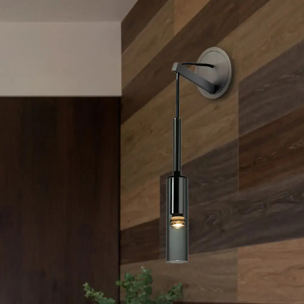DecorBites™ Modernist Black LED Wall Sconce - Crystal Tube Light Fixture for Bedroom