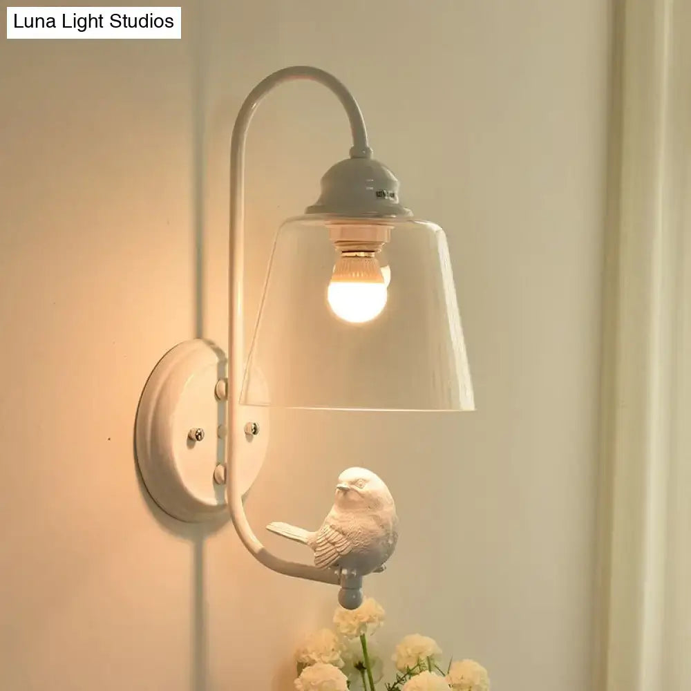 Modernist black & white bird cone wall lamp bedroom glass sconce