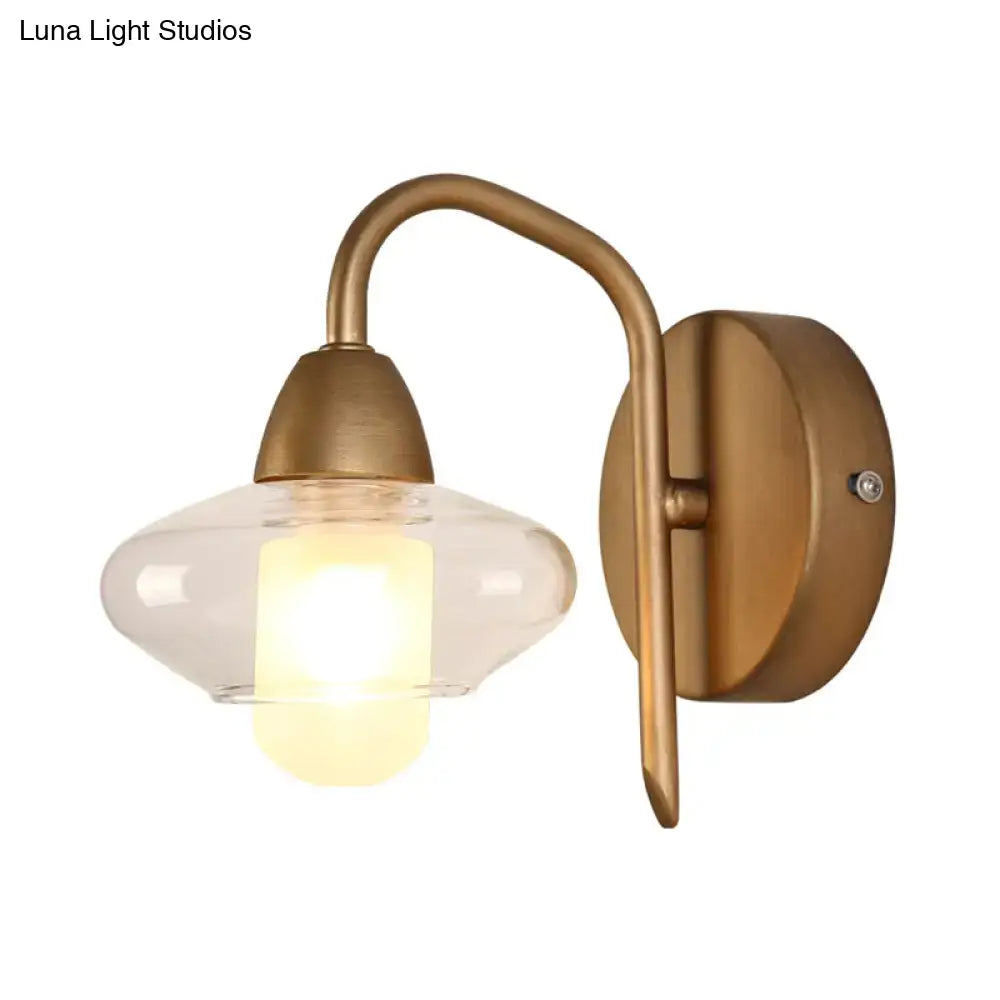 DecorBites™ Modernist Brass Elliptical LED Wall Sconce – Clear Glass, 1-Light