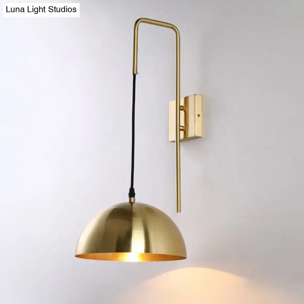 Modernist brass dome sconce bedroom wall light