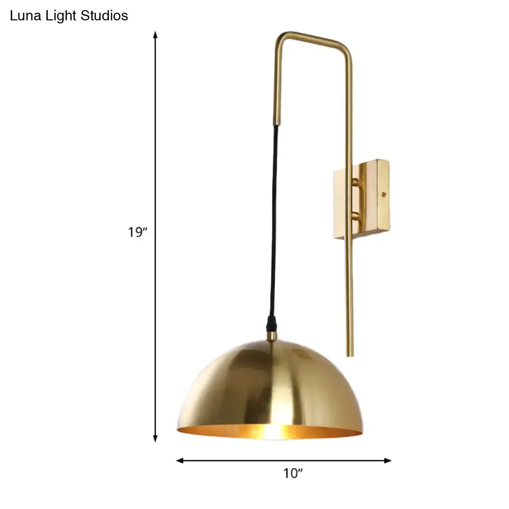 Modernist brass dome sconce bedroom wall light