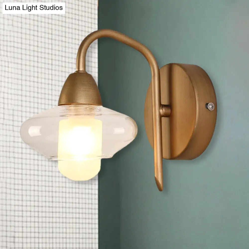 DecorBites™ Modernist Brass Elliptical LED Wall Sconce – Clear Glass, 1-Light