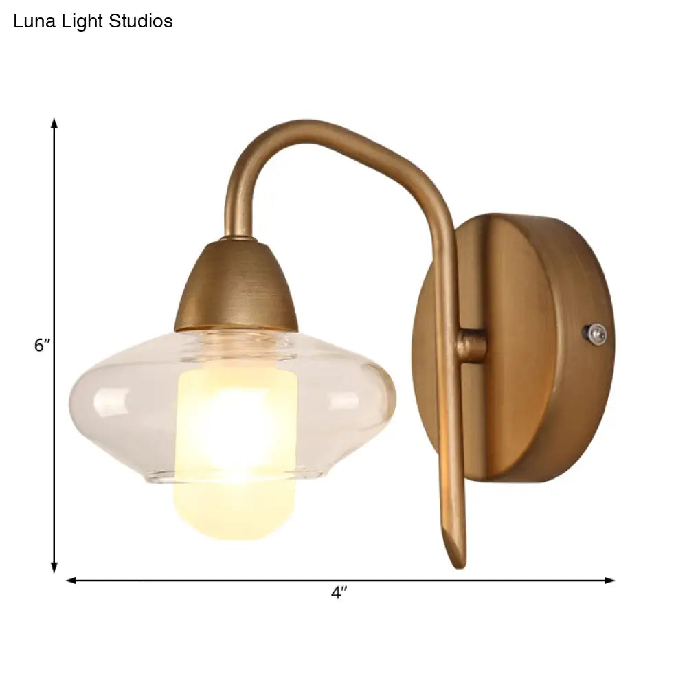 DecorBites™ Modernist Brass Elliptical LED Wall Sconce – Clear Glass, 1-Light