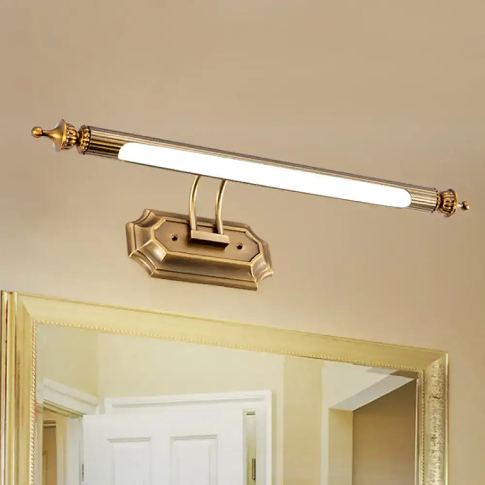 Modernist brass led vanity light fixture bathroom frosted glass sconce