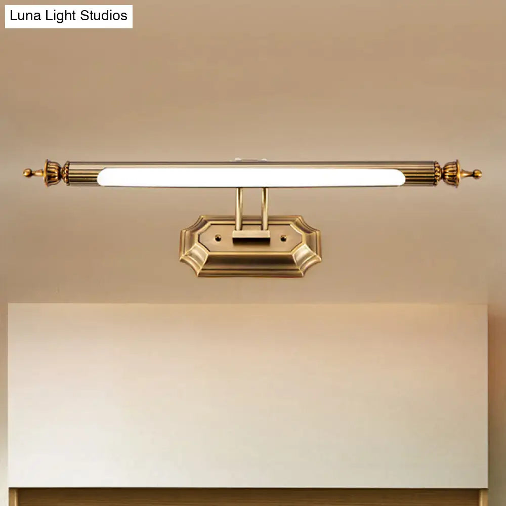 Modernist brass led vanity light fixture bathroom frosted glass sconce