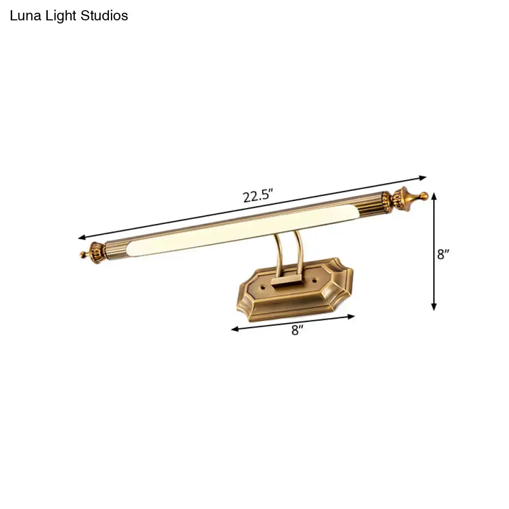 Modernist brass led vanity light fixture bathroom frosted glass sconce