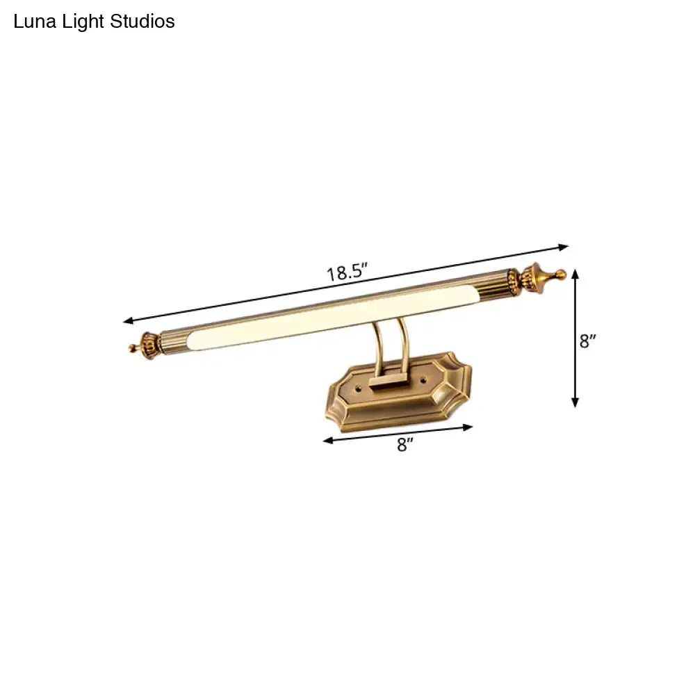 Modernist brass led vanity light fixture bathroom frosted glass sconce