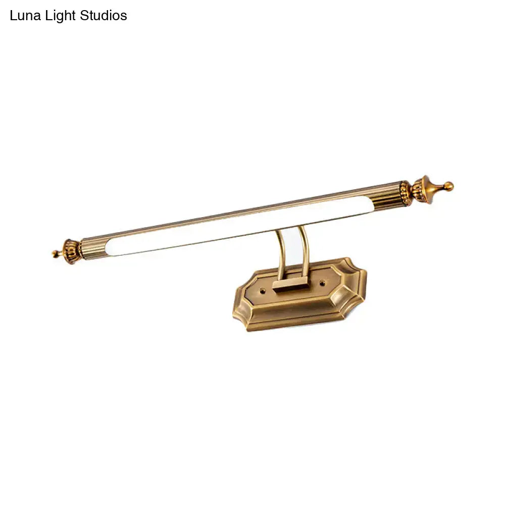 Modernist brass led vanity light fixture bathroom frosted glass sconce