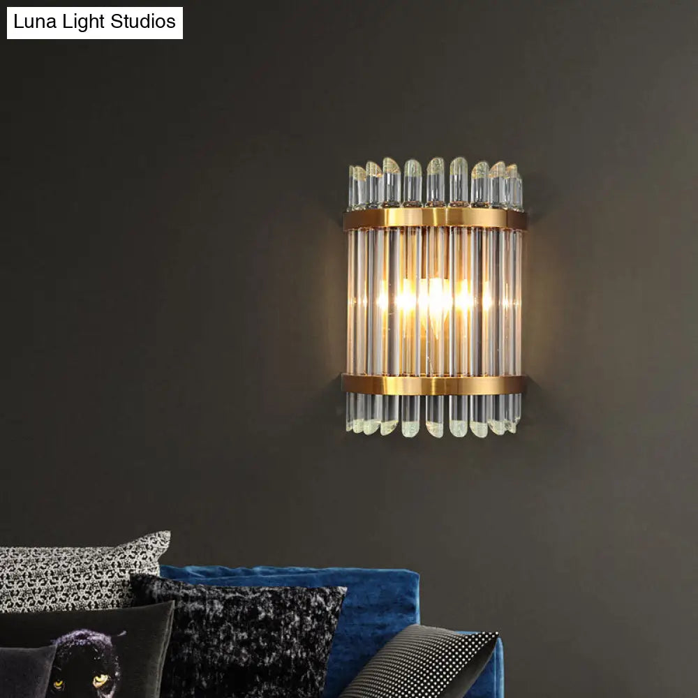 DecorBites™ Modernist Clear Crystal 1-Light Wall Mounted Lamp with Gold Finish for Living Room