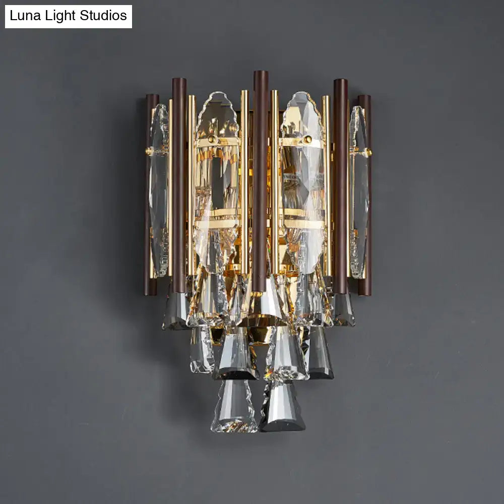 Modernist gold beveled k9 crystal wall lamp living room 220v-240v