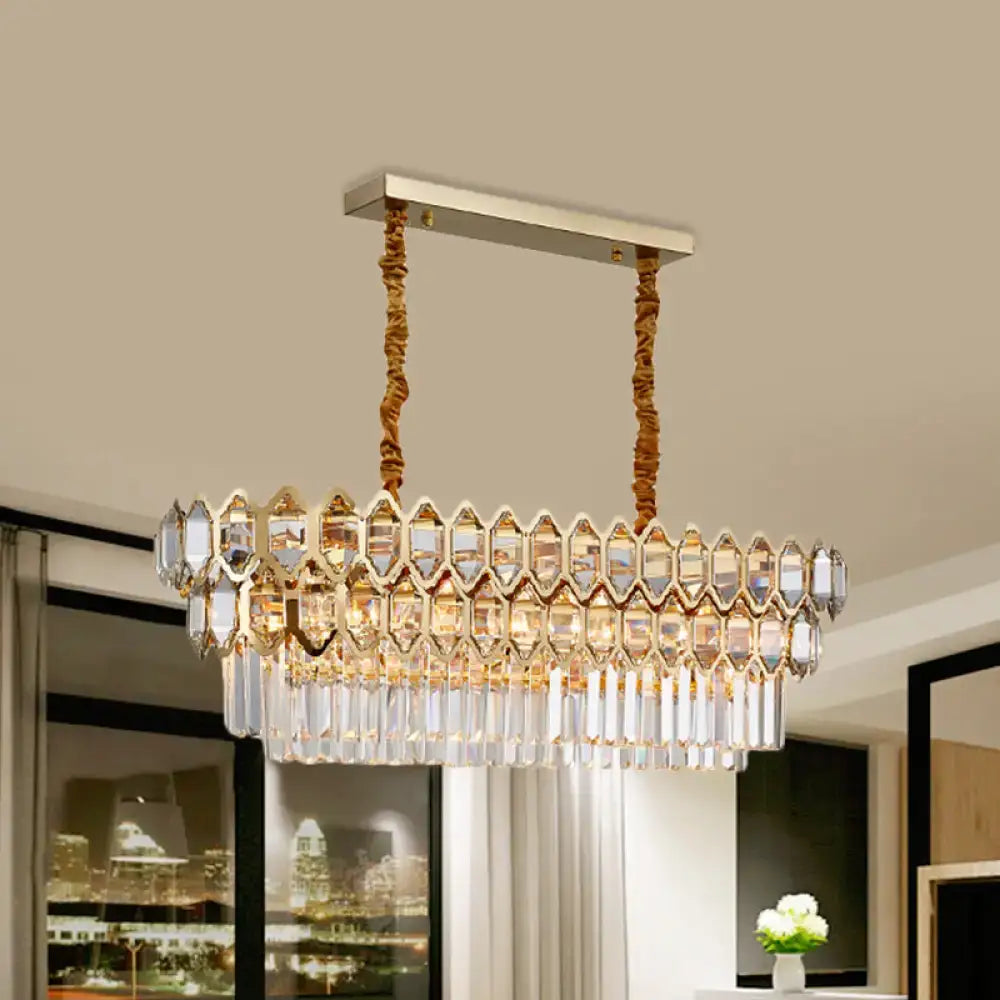 Modernist gold crystal pendant light dining room chandelier