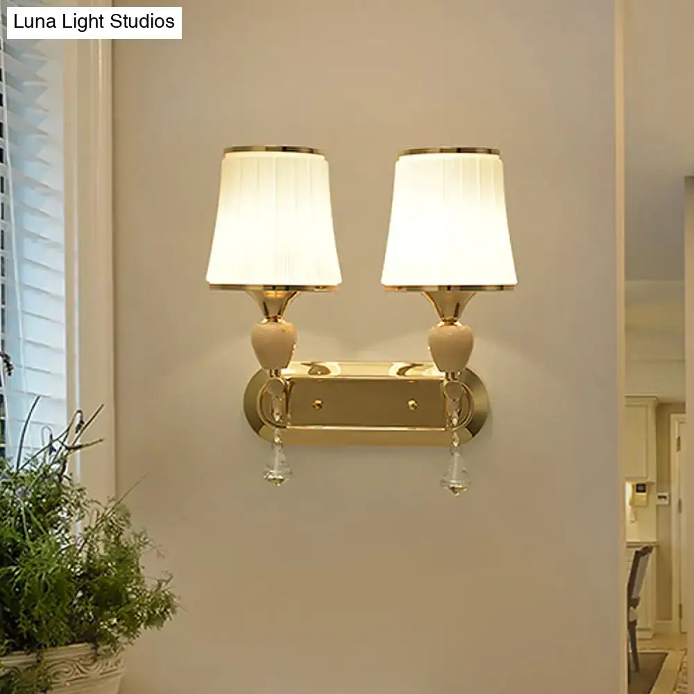 DecorBites™ Gold Modernist Bell Wall Sconce Lighting with Glass Shade for Living Room