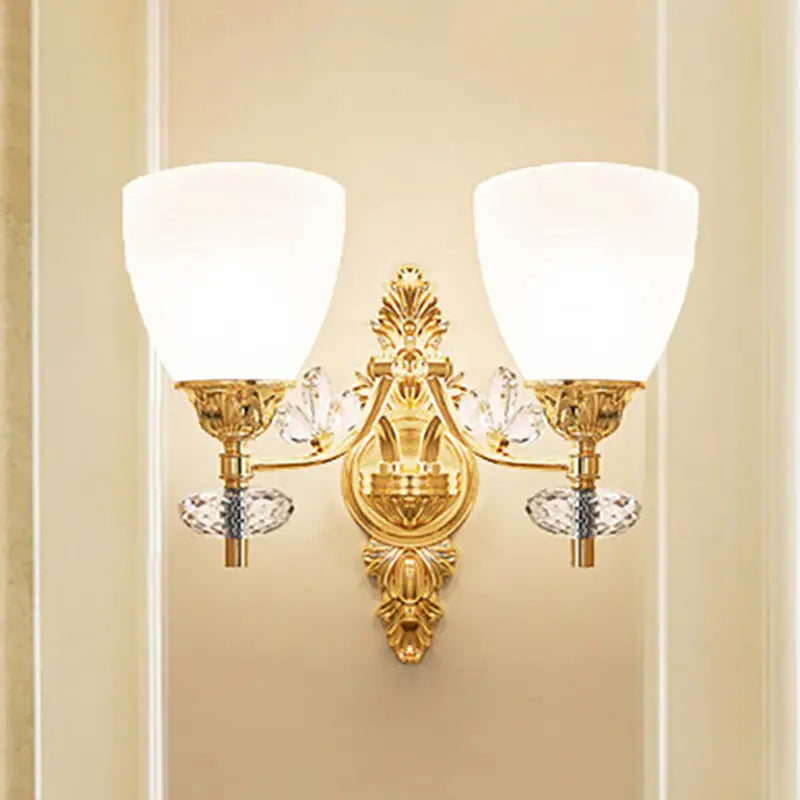 DecorBites™ Modernist Glass Cone Wall Mount Light with Crystal Accent - Gold Finish