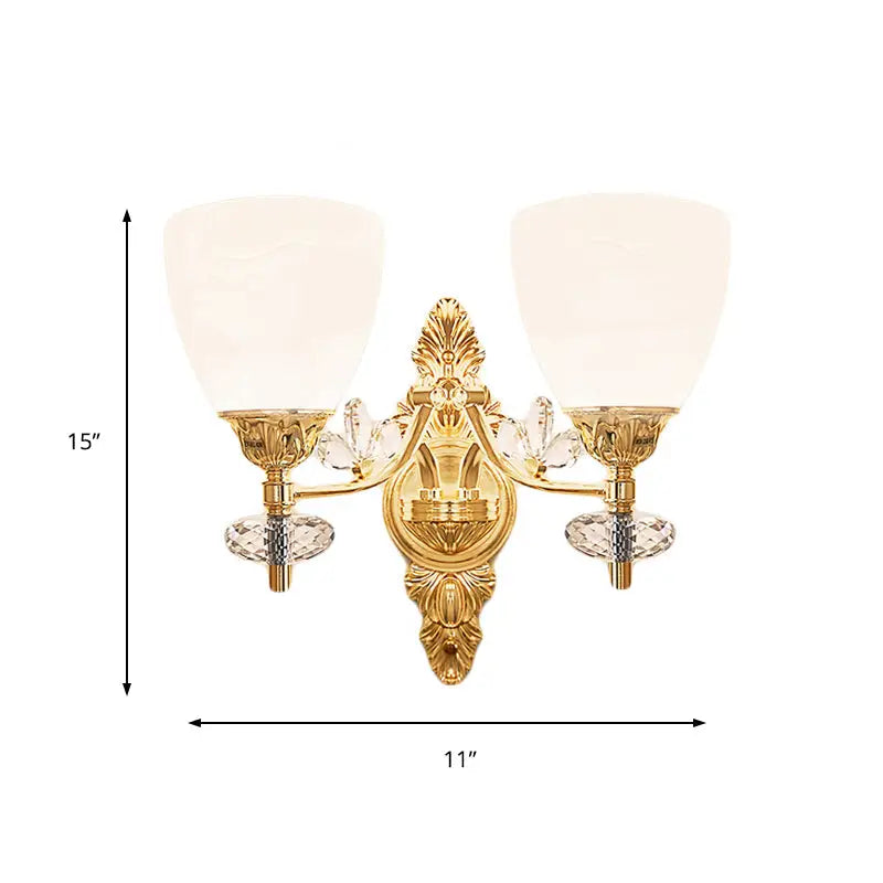 DecorBites™ Modernist Glass Cone Wall Mount Light with Crystal Accent - Gold Finish