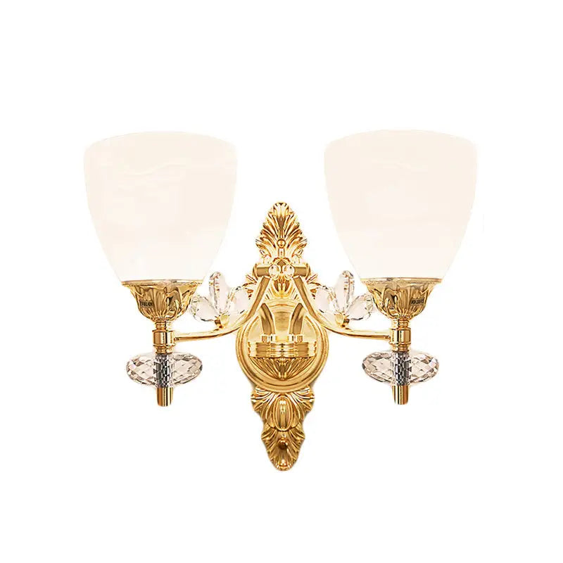 DecorBites™ Modernist Glass Cone Wall Mount Light with Crystal Accent - Gold Finish